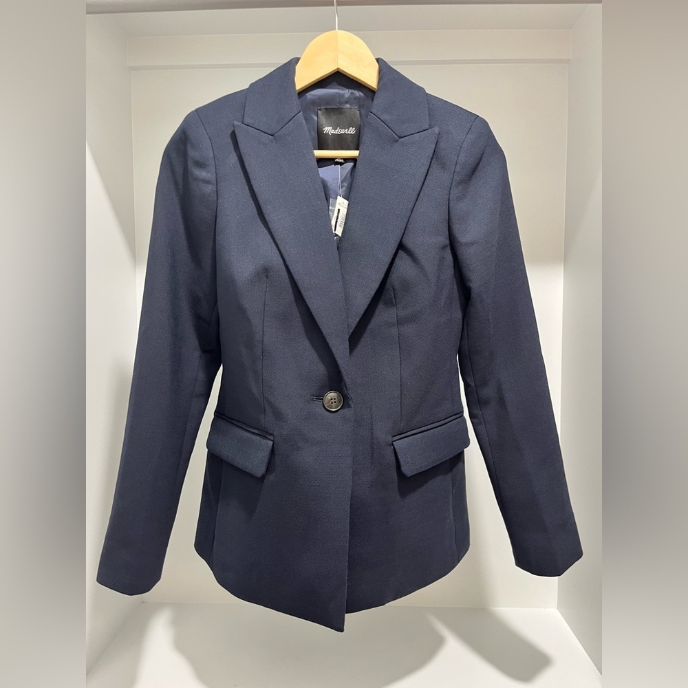 Madewell Womens The Alston Blazer Dark Navy Size 00 NS390 NEW $218 classic - Picture 6 of 13
